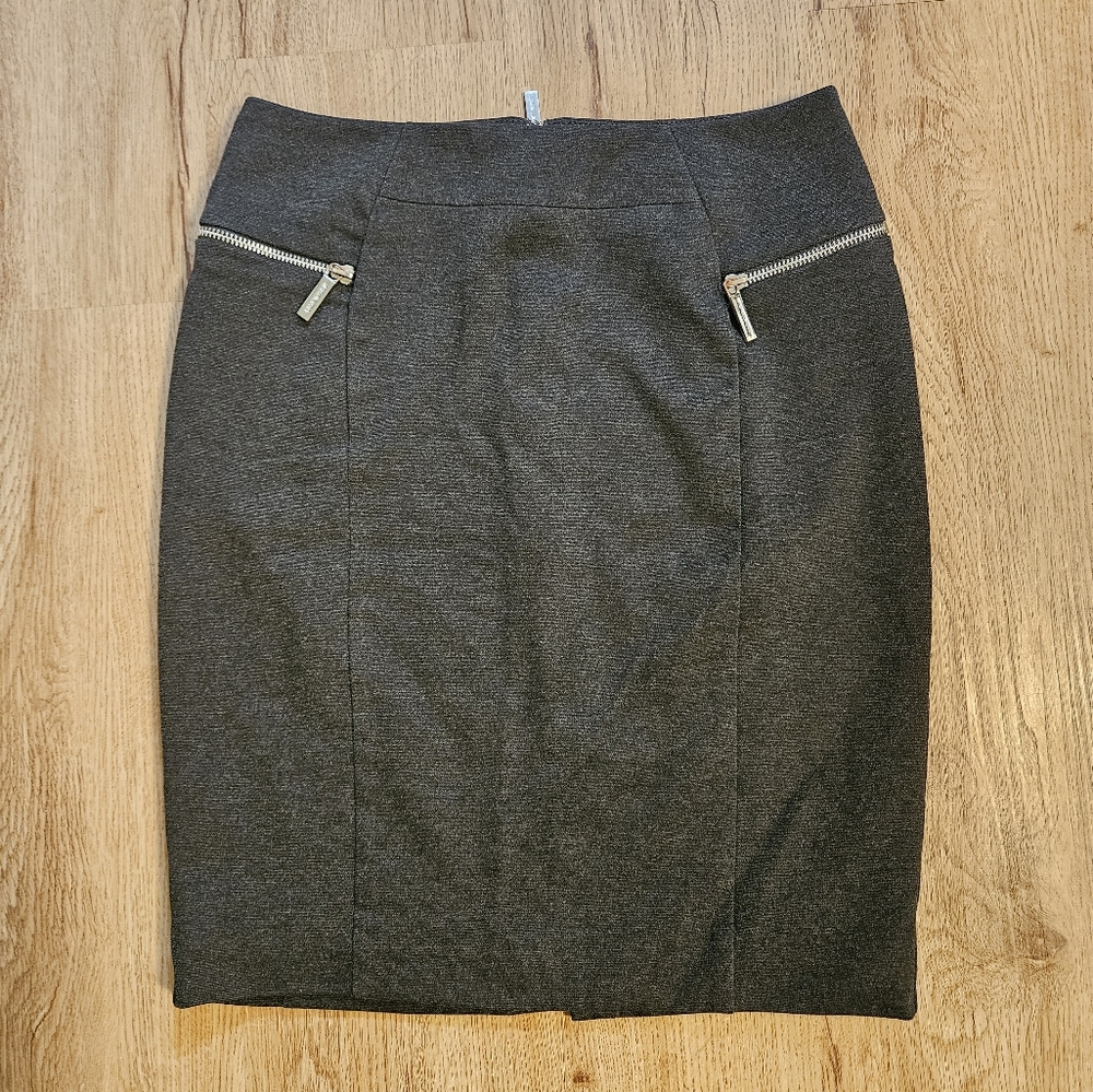 Michael Kors grey pencil skirt with zipper detail